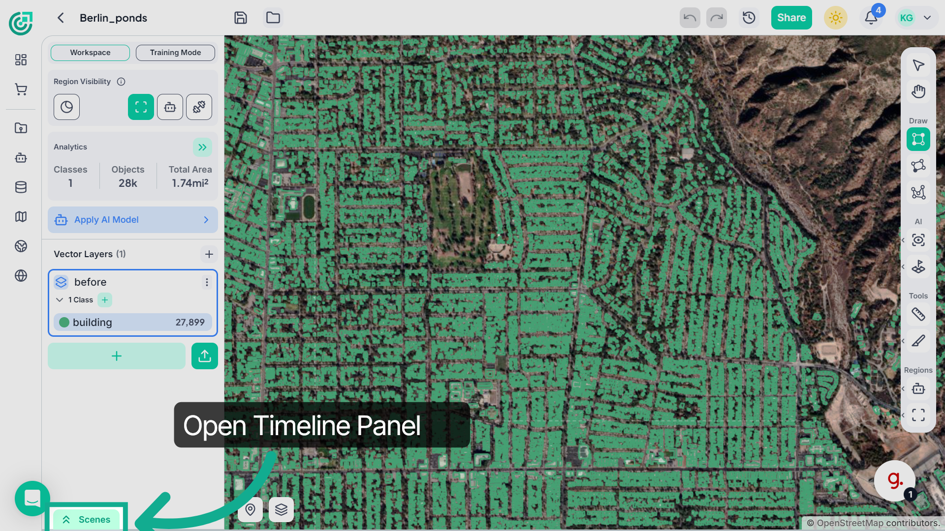 Open Timeline Panel