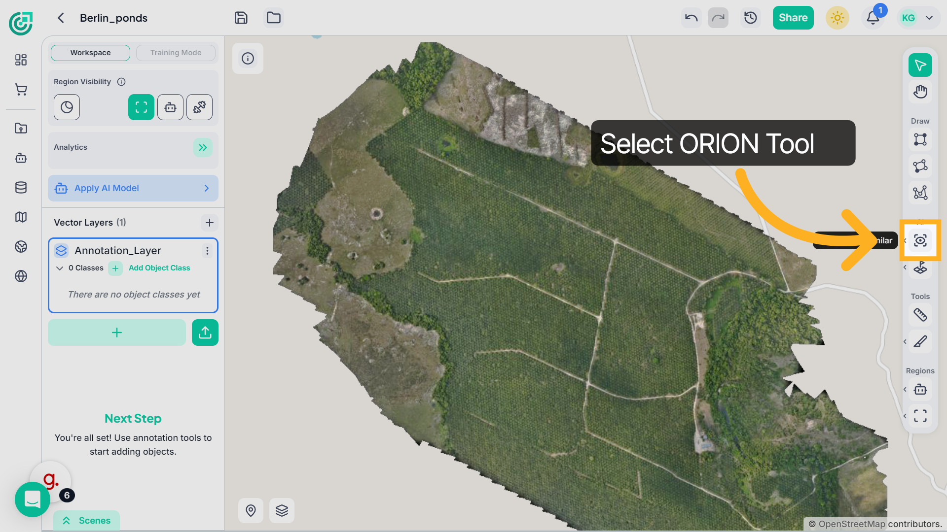 Select ORION Tool