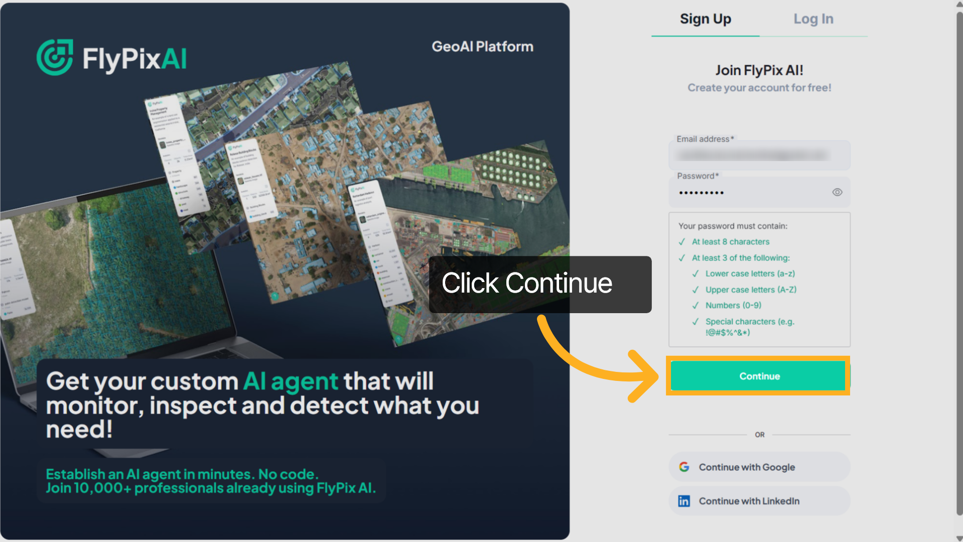 Click Continue Option