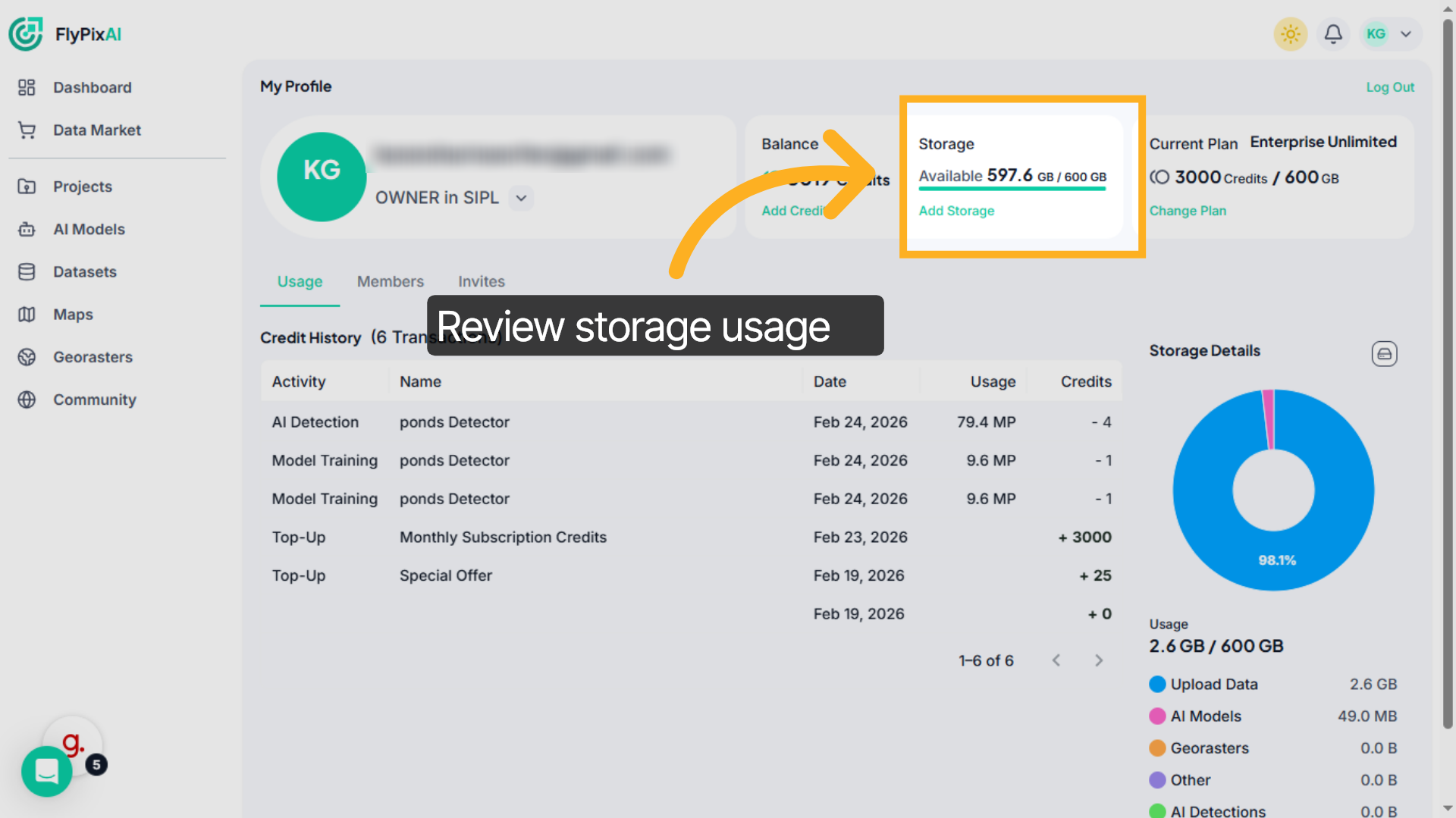 Check Storage Usage