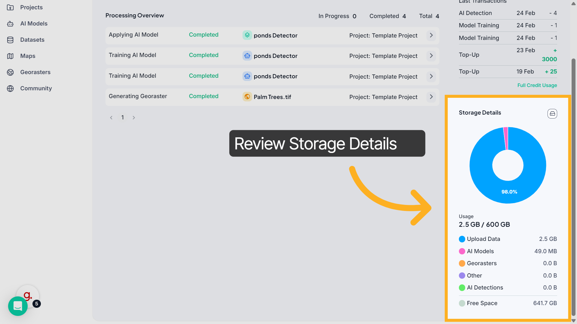 Review Storage Details