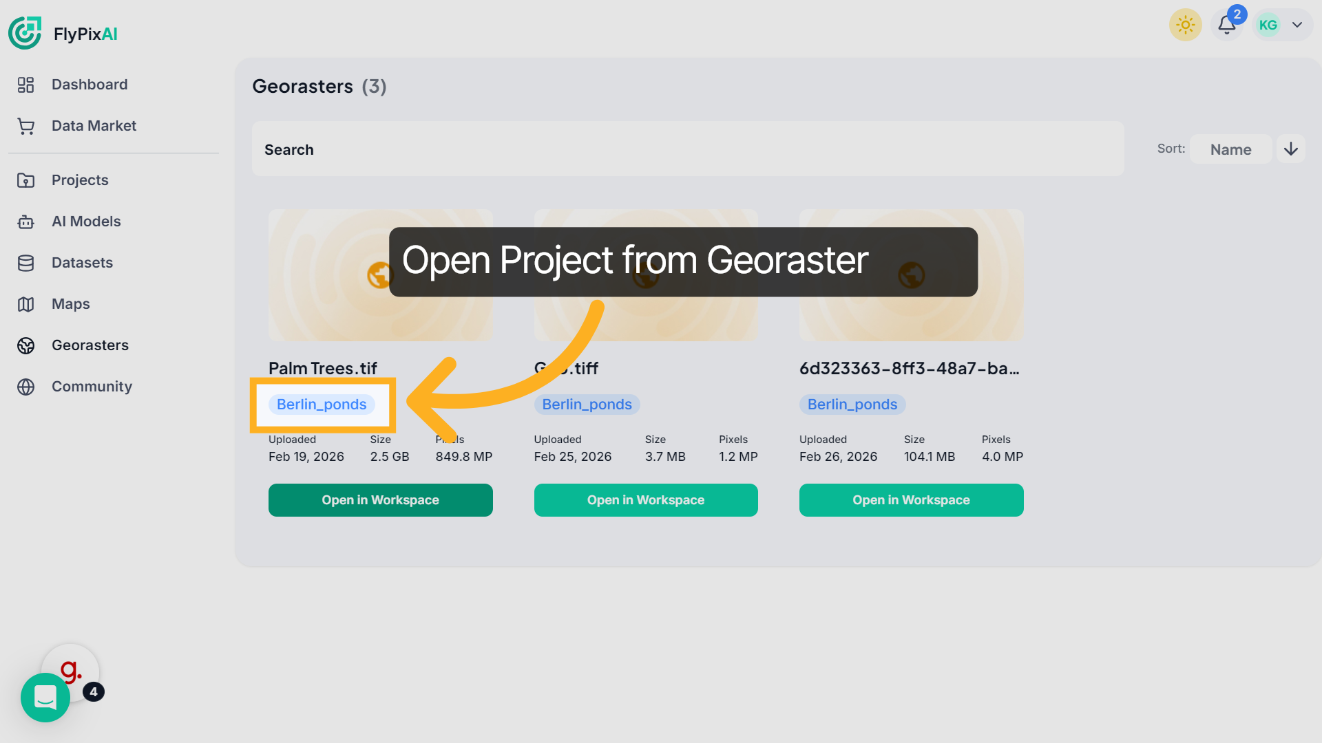 Open Project from Georaster