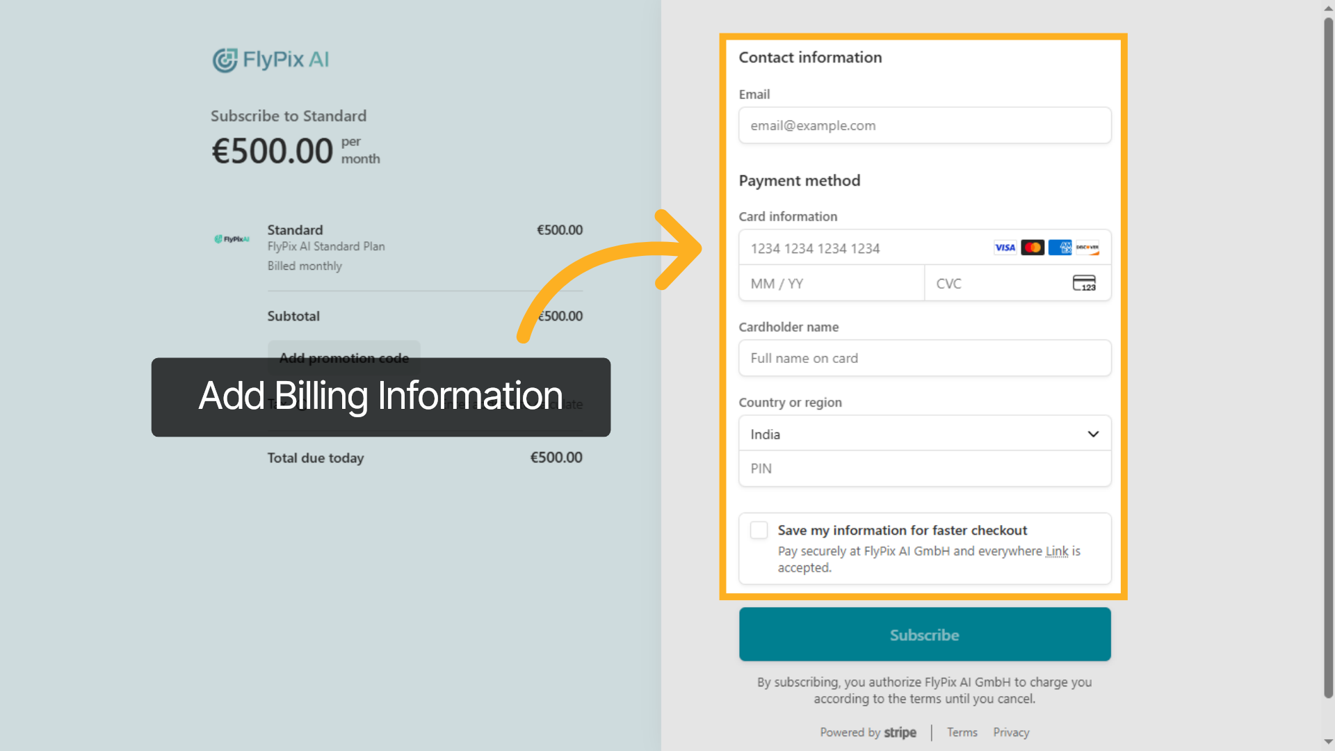 Add Billing Information