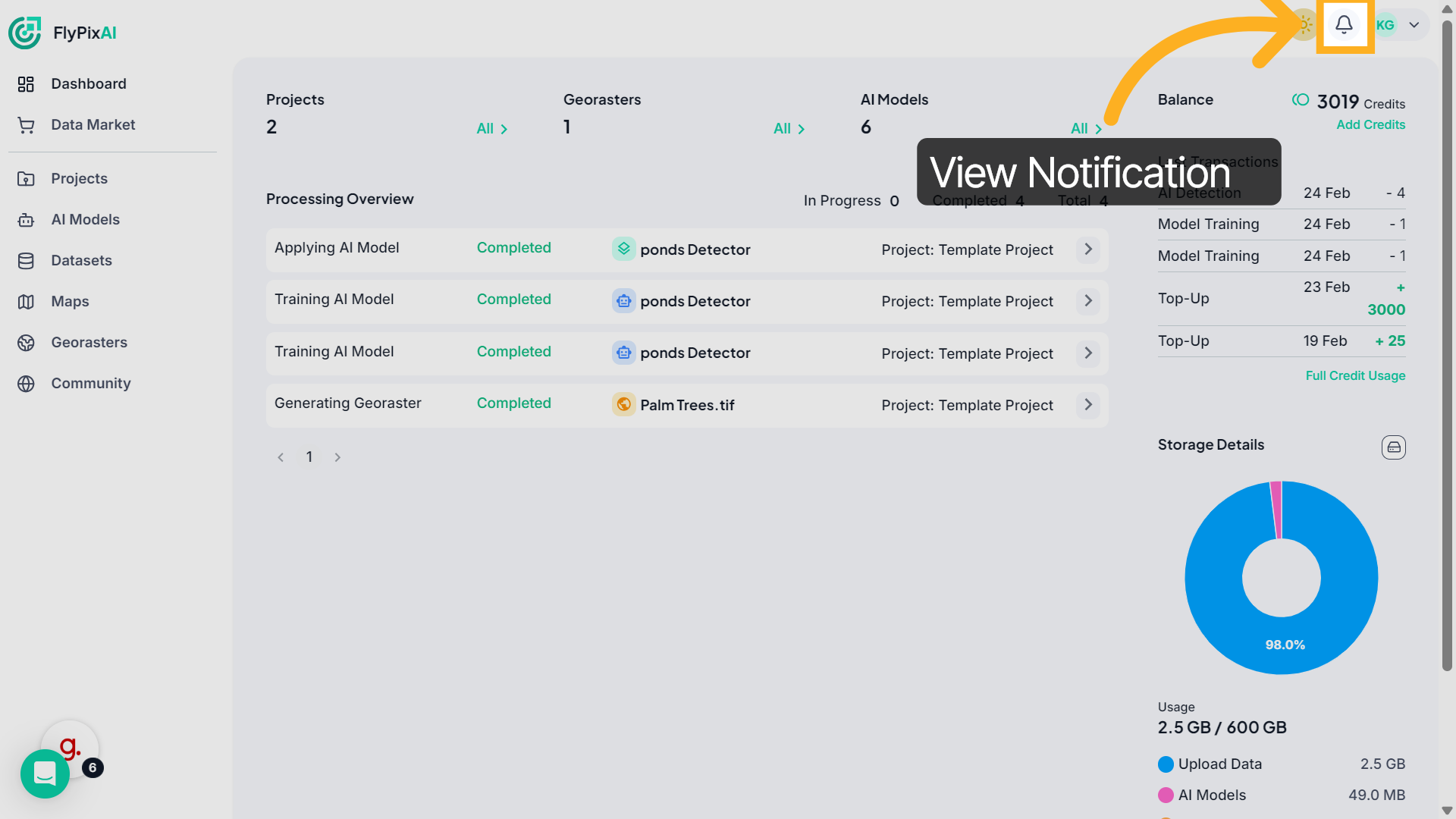 Notifications Panel