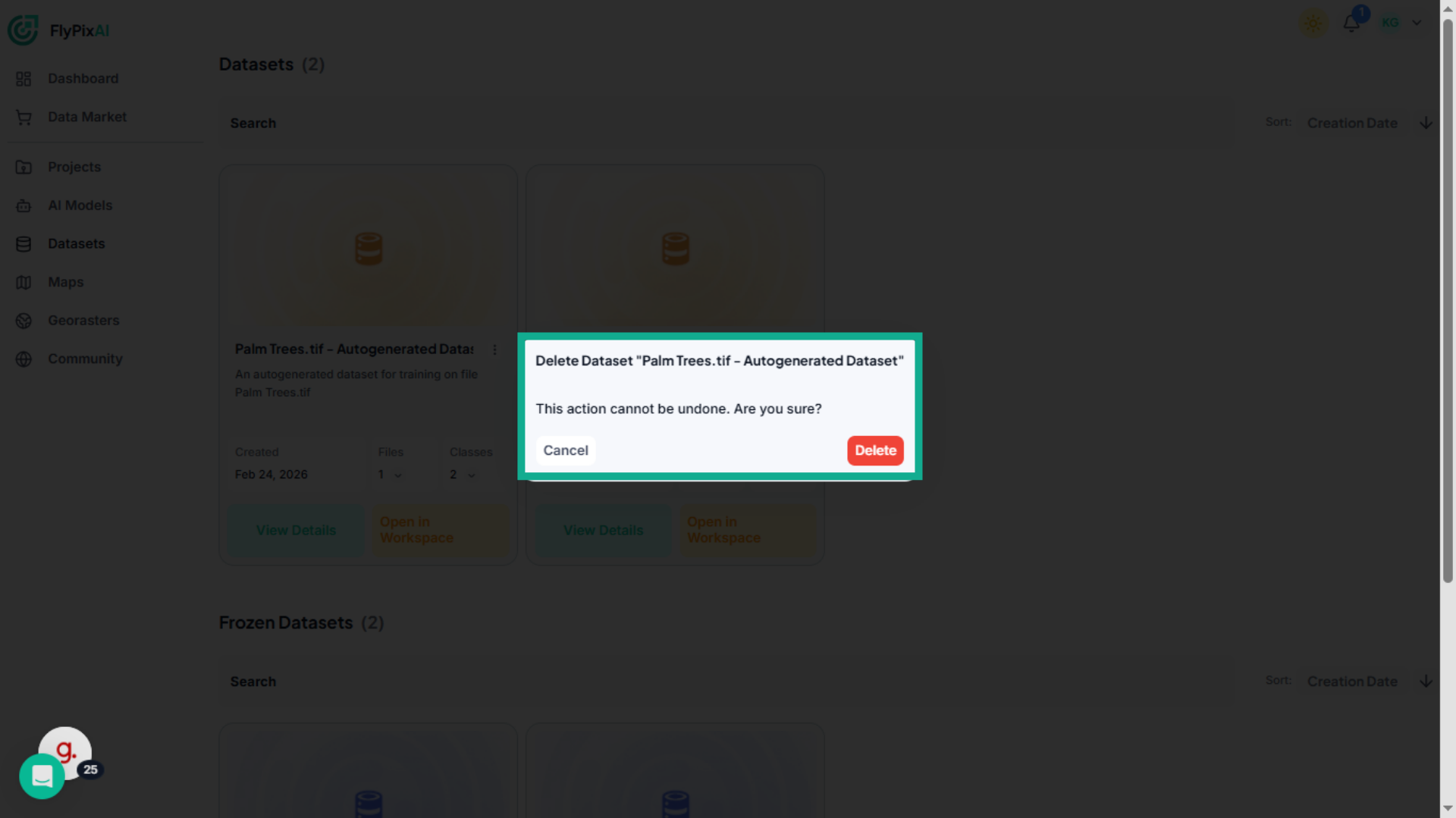 Confirm or Cancel Deletion