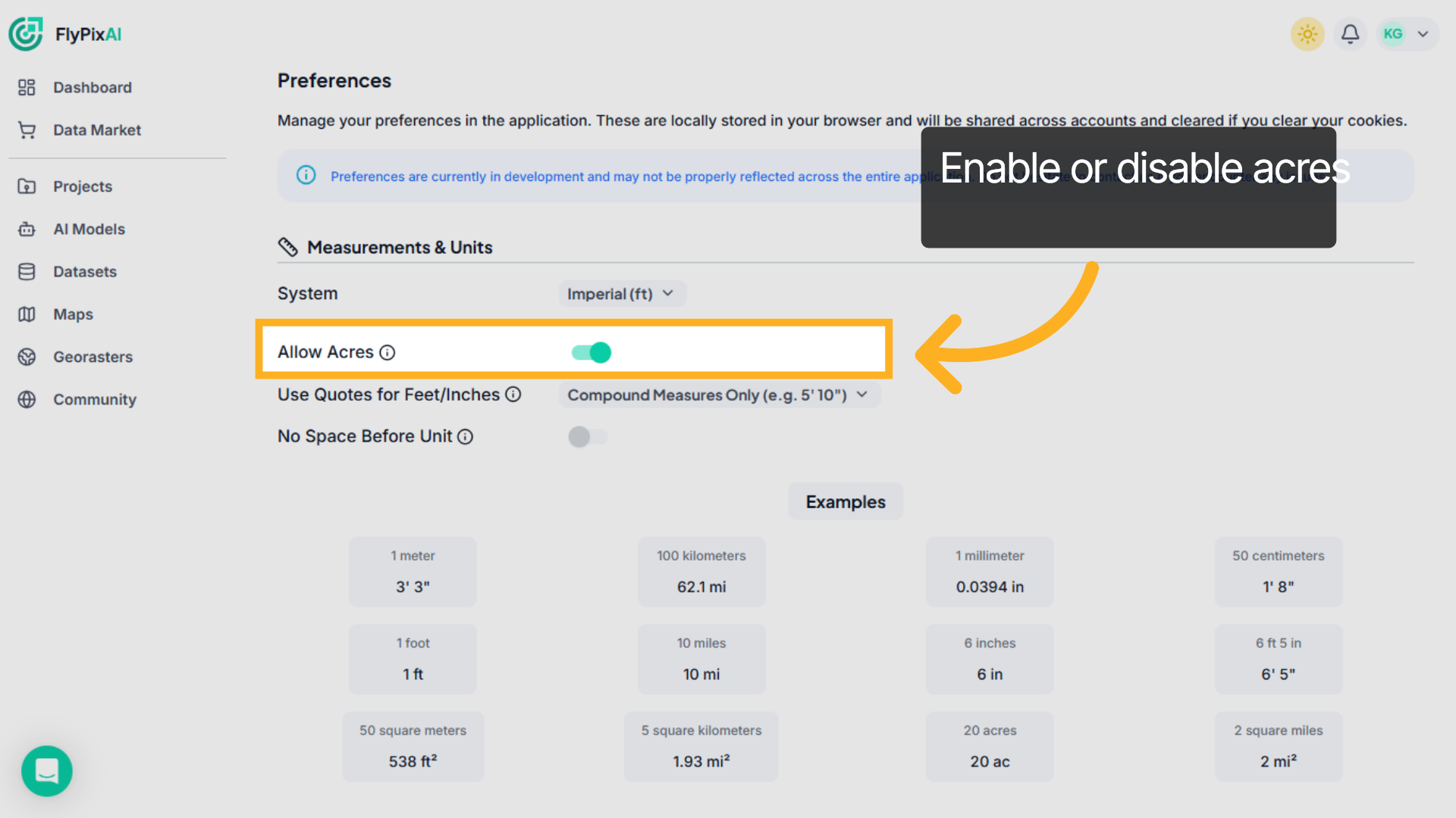 Enable or disable acres
