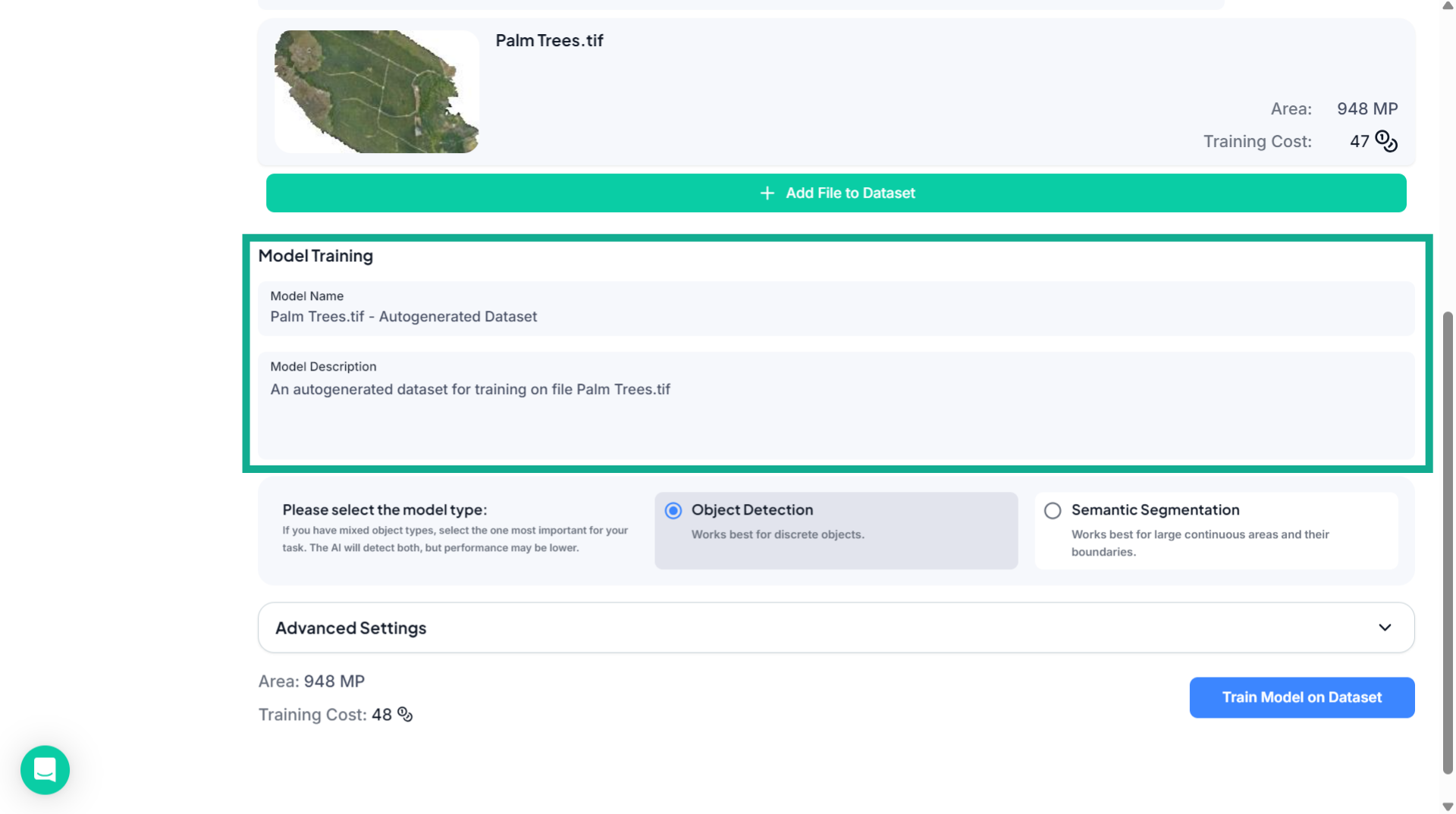 Access Model Training Settings
