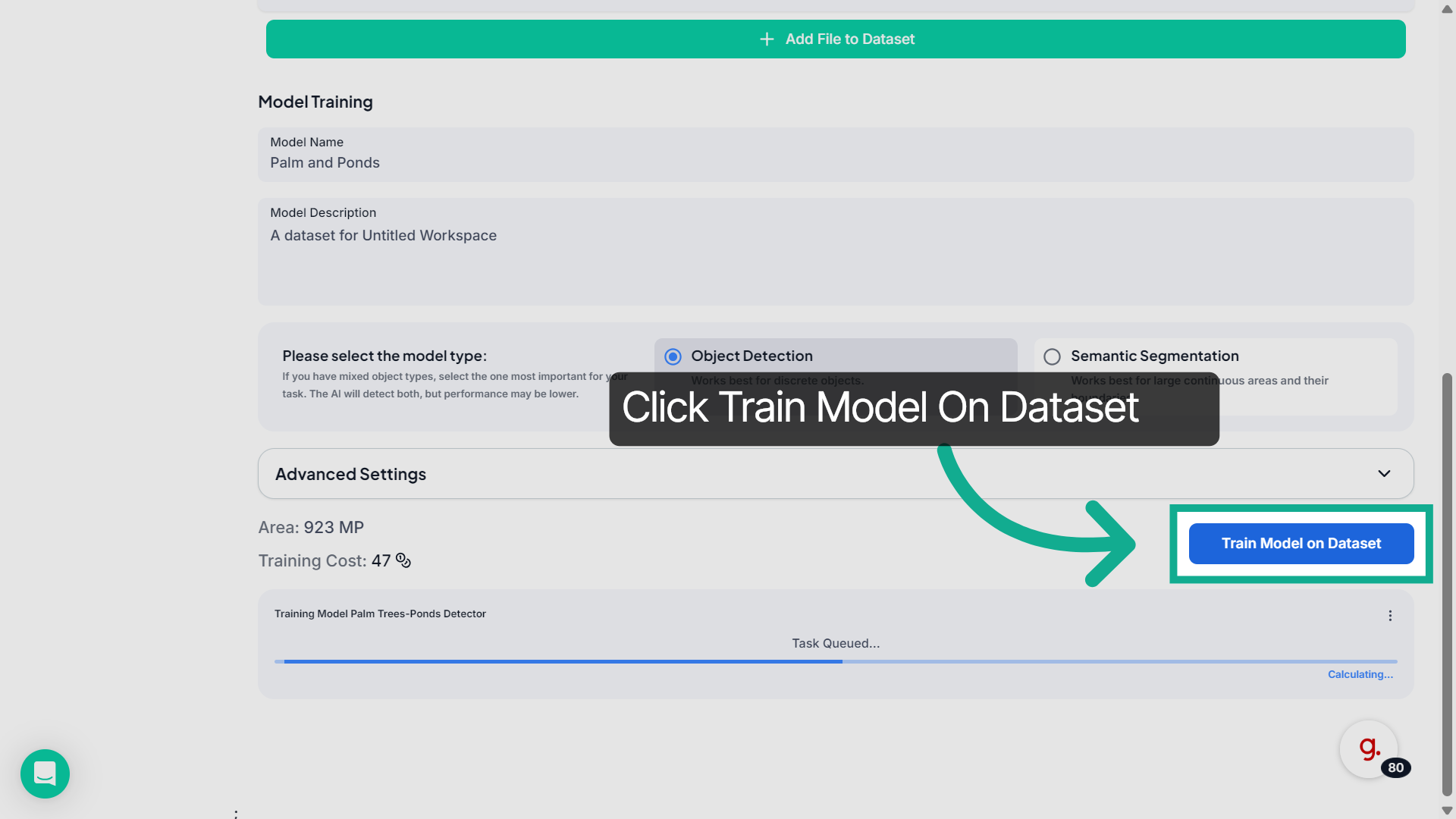 Train Model on Dataset