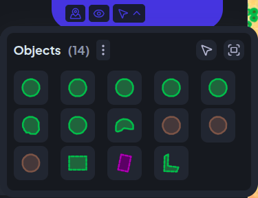 Selection context chip popover showing selected objects