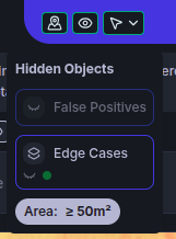 Visibility context chip popover showing hidden objects