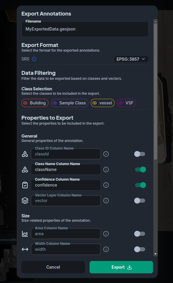 Export Modal with New Options