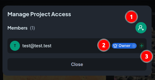 Manage Project Access modal