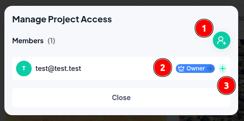 Manage Project Access modal